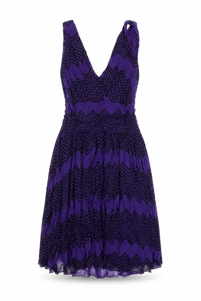 Front view of Only women’s purple geometric polyester a-line, size M, v-neck zip