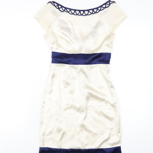 ASOS Womens Ivory Polyester A-Line Size 8 Round Neck Zip