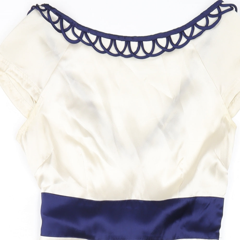 ASOS Womens Ivory Polyester A-Line Size 8 Round Neck Zip