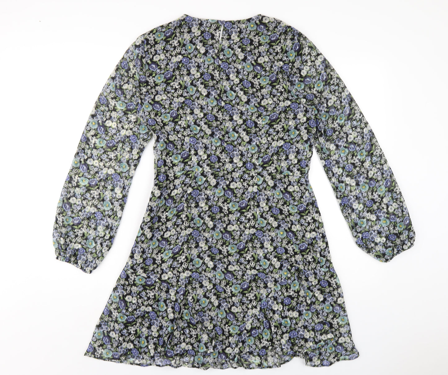 NEXT Womens Multicoloured Floral Polyester A-Line Size 10 V-Neck Zip
