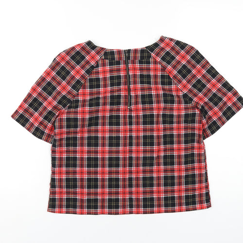 Red or Dead Womens Multicoloured Plaid Polyester Basic T-Shirt Size 10 Round Neck