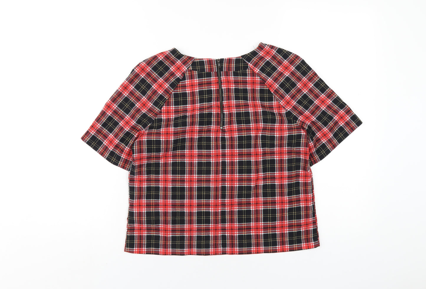 Red or Dead Womens Multicoloured Plaid Polyester Basic T-Shirt Size 10 Round Neck