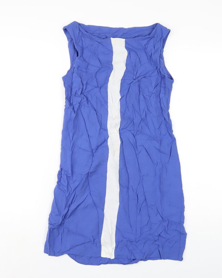 Mango Womens Blue Viscose Tank Dress Size S Round Neck Pullover