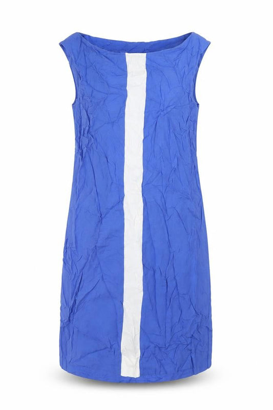 Front view of Mango women’s blue viscose tank dress, size S, round neck pullover