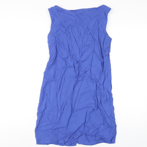 Mango Womens Blue Viscose Tank Dress Size S Round Neck Pullover