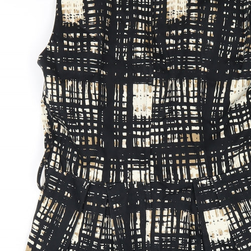 Dorothy Perkins Womens Black Geometric Cotton A-Line Size 12 V-Neck Zip