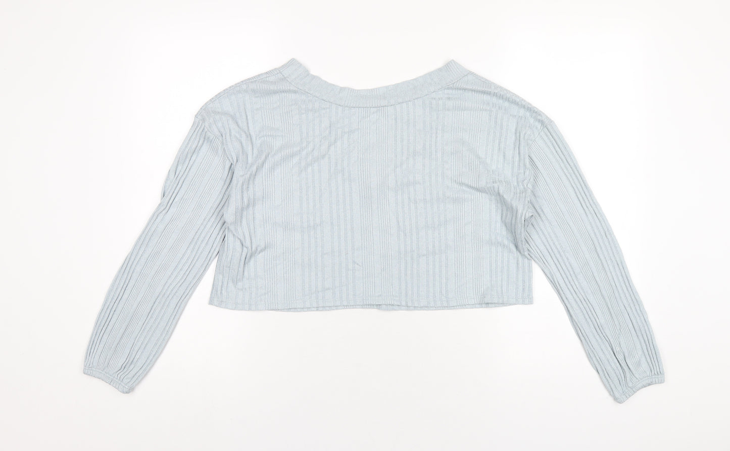 Gilly Hicks Womens Blue Polyester Cropped T-Shirt Size XS V-Neck