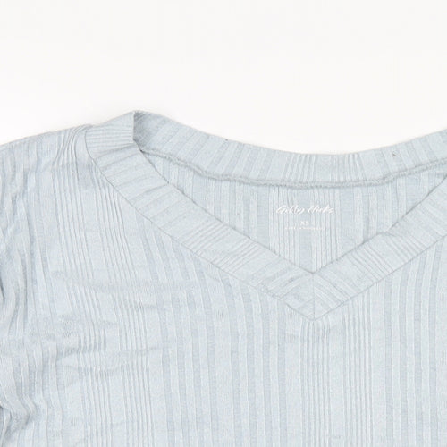 Gilly Hicks Womens Blue Polyester Cropped T-Shirt Size XS V-Neck