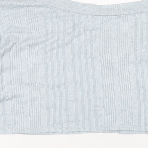 Gilly Hicks Womens Blue Polyester Cropped T-Shirt Size XS V-Neck