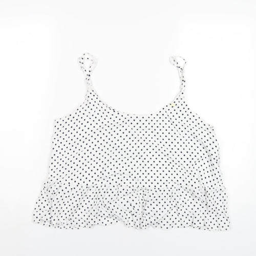 Topshop Womens White Polka Dot Viscose Camisole T-Shirt Size 16 Scoop Neck