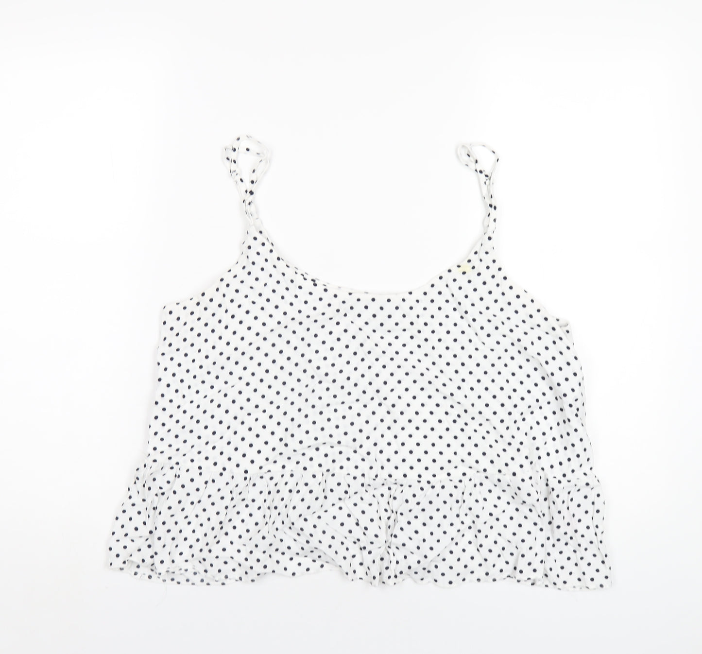 Topshop Womens White Polka Dot Viscose Camisole T-Shirt Size 16 Scoop Neck