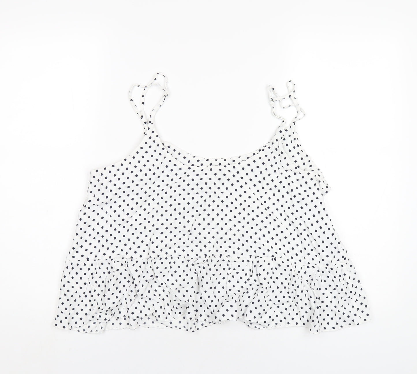 Topshop Womens White Polka Dot Viscose Camisole T-Shirt Size 16 Scoop Neck