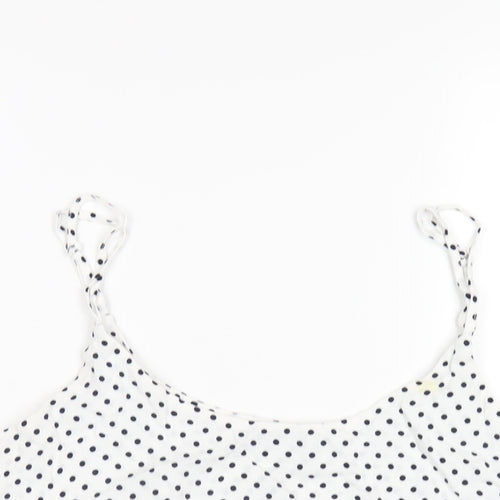 Topshop Womens White Polka Dot Viscose Camisole T-Shirt Size 16 Scoop Neck
