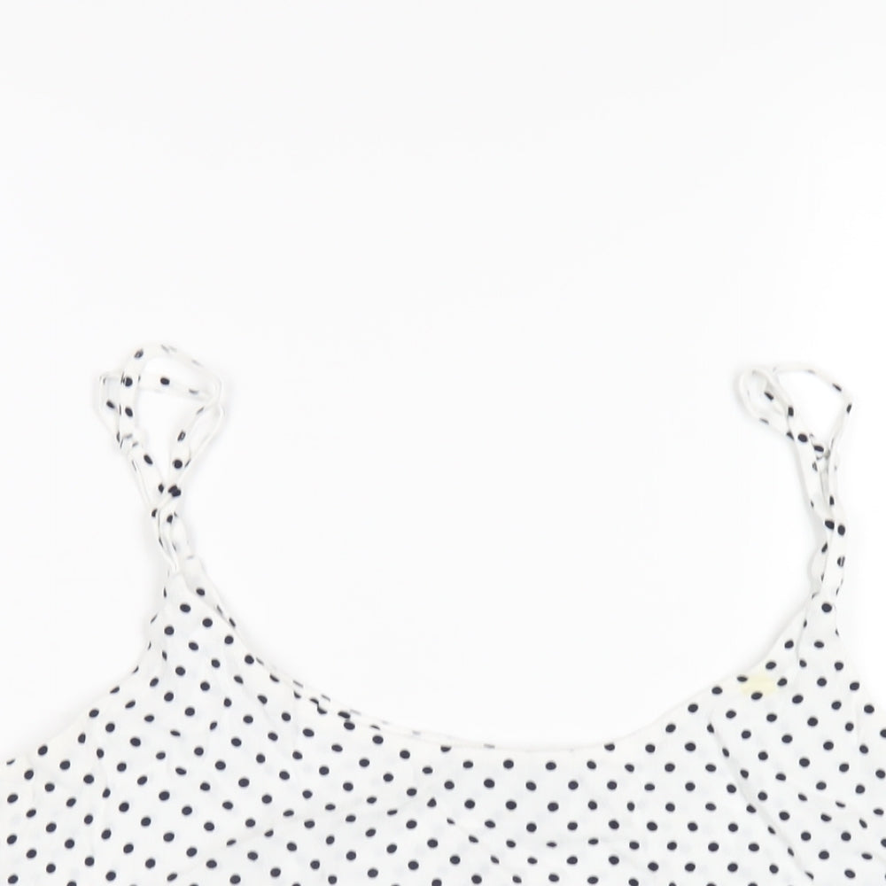 Topshop Womens White Polka Dot Viscose Camisole T-Shirt Size 16 Scoop Neck