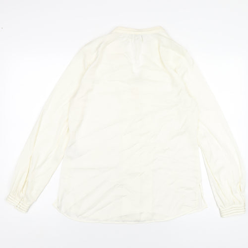 H&M Womens Ivory Polyester Basic Button-Up Size 8 V-Neck