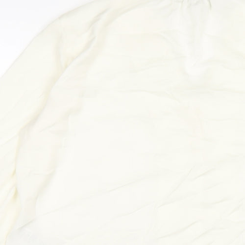 H&M Womens Ivory Polyester Basic Button-Up Size 8 V-Neck