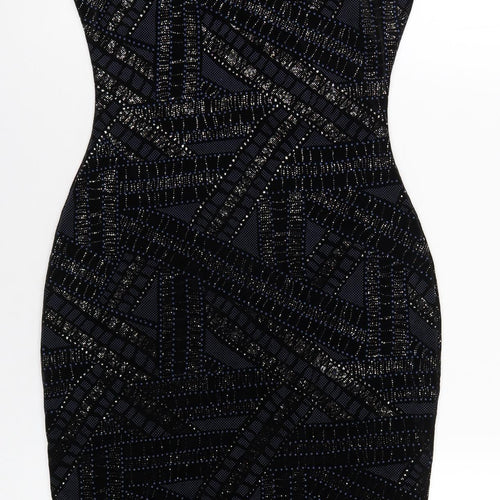 River Island Womens Blue Geometric Polyester Bodycon Size 6 Round Neck Pullover