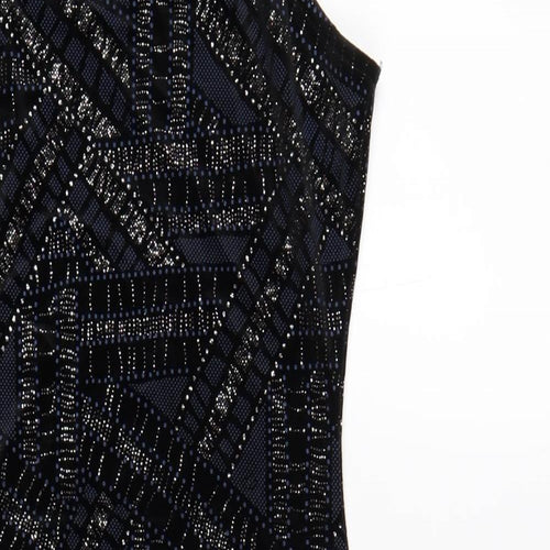River Island Womens Blue Geometric Polyester Bodycon Size 6 Round Neck Pullover
