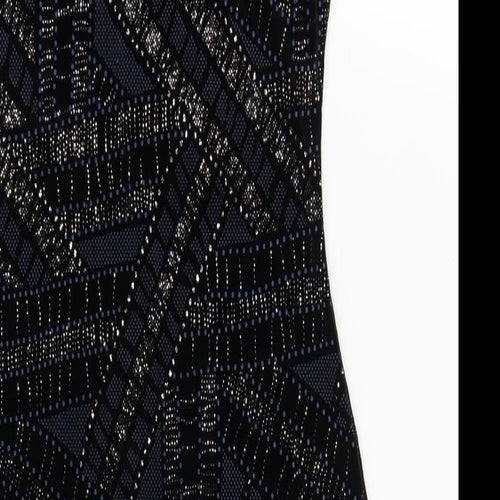 River Island Womens Blue Geometric Polyester Bodycon Size 6 Round Neck Pullover