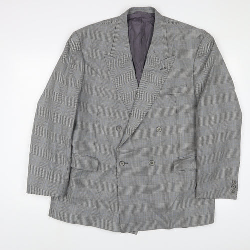 Skopes Mens Grey Plaid Wool Jacket Suit Jacket Size 44 Regular