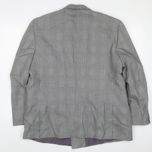 Skopes Mens Grey Plaid Wool Jacket Suit Jacket Size 44 Regular
