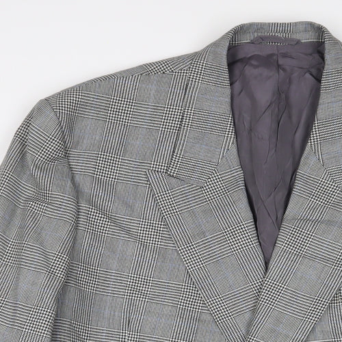 Skopes Mens Grey Plaid Wool Jacket Suit Jacket Size 44 Regular