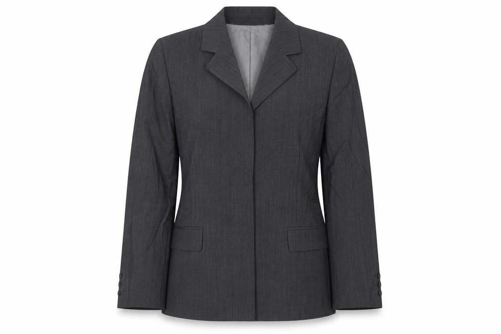 Front view of St Michael women’s grey jacket blazer, size UK 8, button