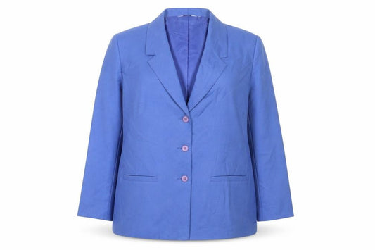 Front view of Damart women’s blue jacket blazer, size UK 18, button