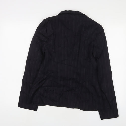 BAY Womens Blue Striped Jacket Blazer Size 12 Button