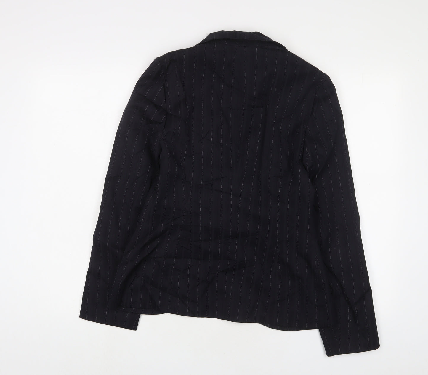 BAY Womens Blue Striped Jacket Blazer Size 12 Button