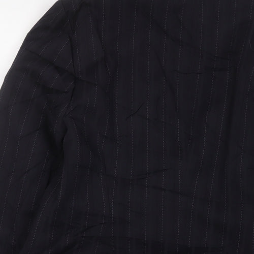 BAY Womens Blue Striped Jacket Blazer Size 12 Button
