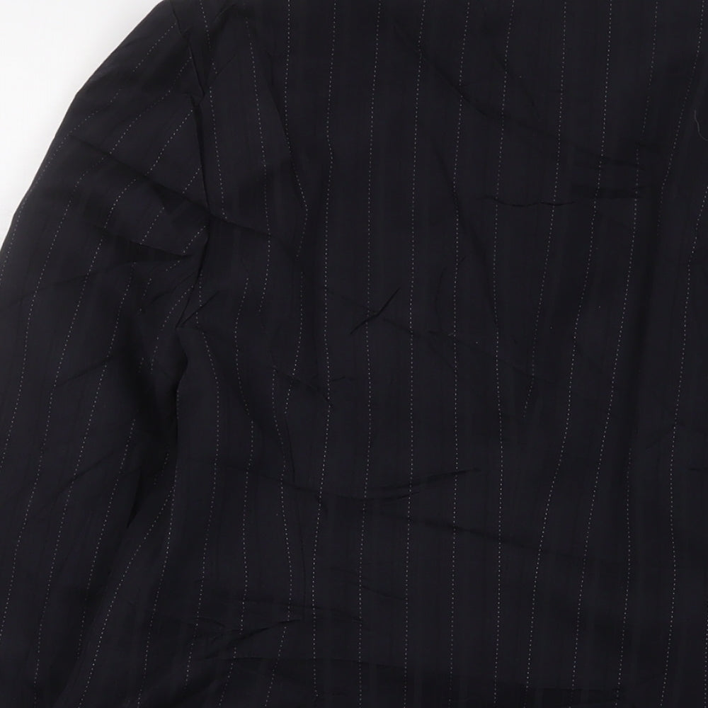 BAY Womens Blue Striped Jacket Blazer Size 12 Button