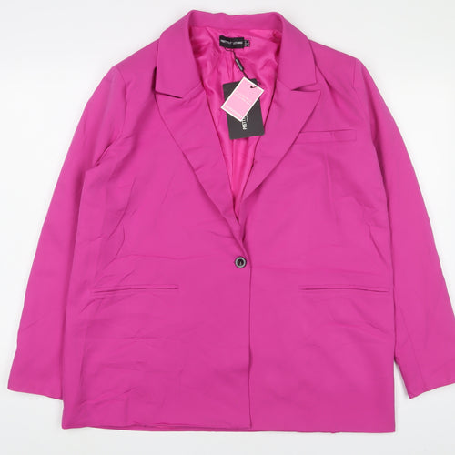 PRETTYLITTLETHING Womens Pink Jacket Blazer Size 8 Button