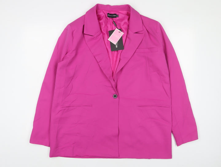PRETTYLITTLETHING Womens Pink Jacket Blazer Size 8 Button