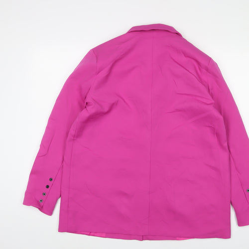 PRETTYLITTLETHING Womens Pink Jacket Blazer Size 8 Button