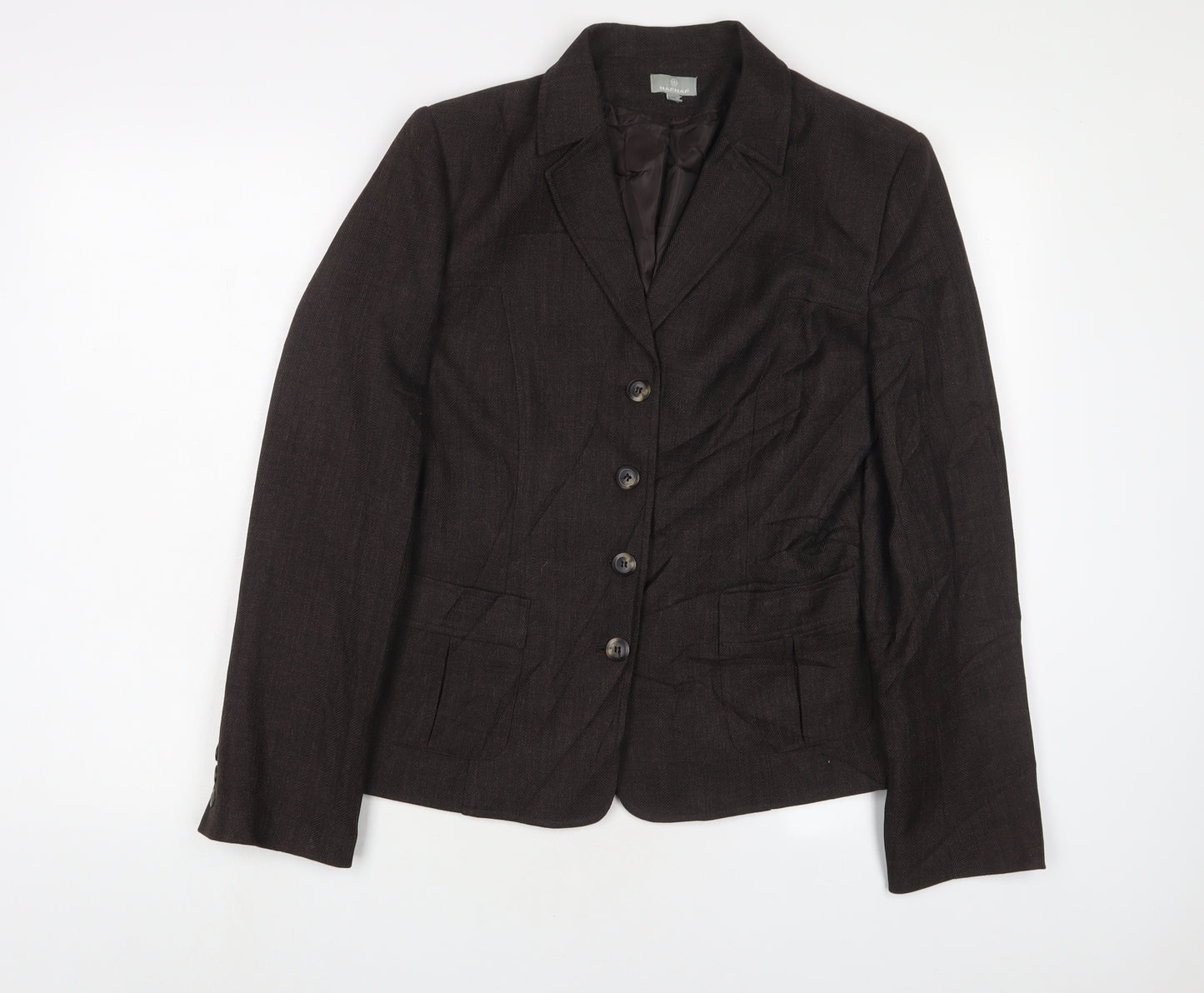 NAF NAF Womens Brown Jacket Blazer Size 12 Button