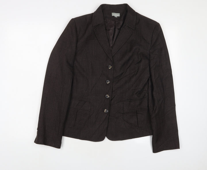 NAF NAF Womens Brown Jacket Blazer Size 12 Button