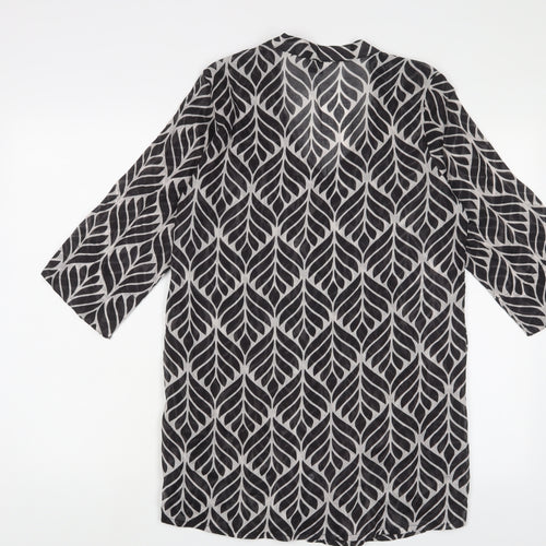 Newport Mansions Womens Black Geometric Polyester Basic Blouse Size S V-Neck - S/M