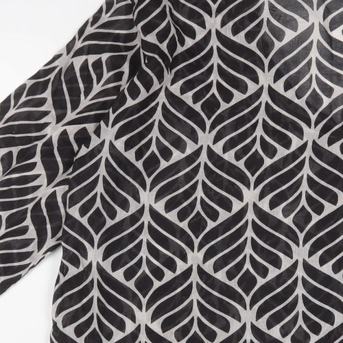 Newport Mansions Womens Black Geometric Polyester Basic Blouse Size S V-Neck - S/M