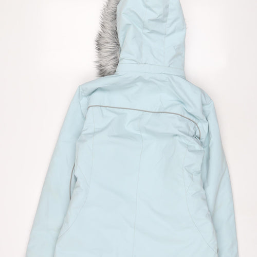 Per Una Womens Blue Parka Coat Size S Zip - Zip Pockets