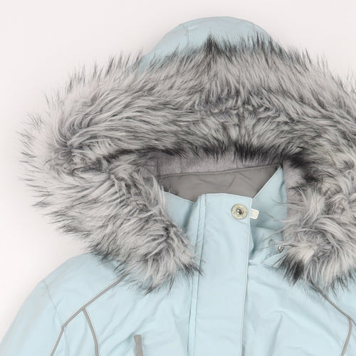 Per Una Womens Blue Parka Coat Size S Zip - Zip Pockets