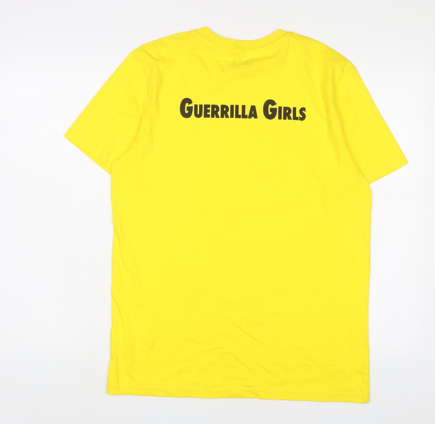 Guerrilla Girls Womens Yellow Cotton Basic T-Shirt Size M Crew Neck