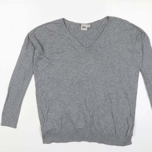 ASOS Womens Grey V-Neck Cotton Pullover Jumper Size 6