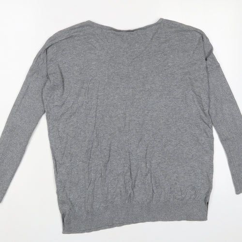 ASOS Womens Grey V-Neck Cotton Pullover Jumper Size 6