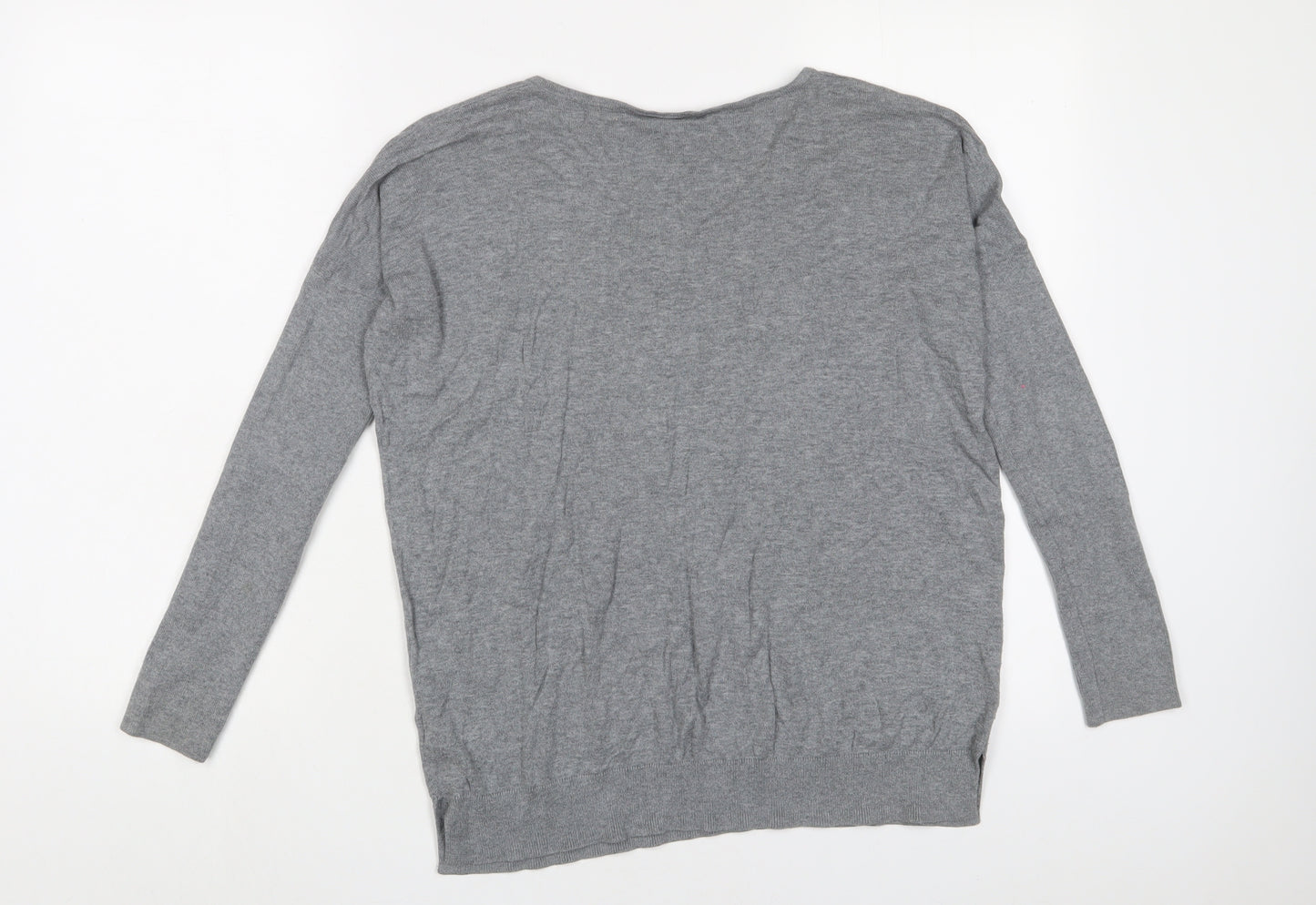 ASOS Womens Grey V-Neck Cotton Pullover Jumper Size 6