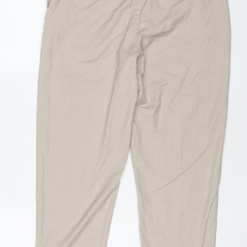 H&M Womens Beige Polyester Trousers Size 12 L25 in Regular Hook & Eye