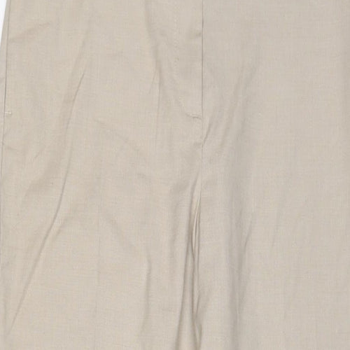 H&M Womens Beige Polyester Trousers Size 12 L25 in Regular Hook & Eye