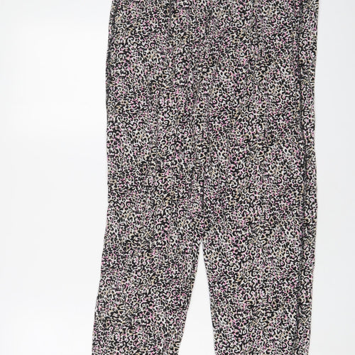 Marks and Spencer Womens Multicoloured Animal Print Viscose Trousers Size 14 L32 in Regular