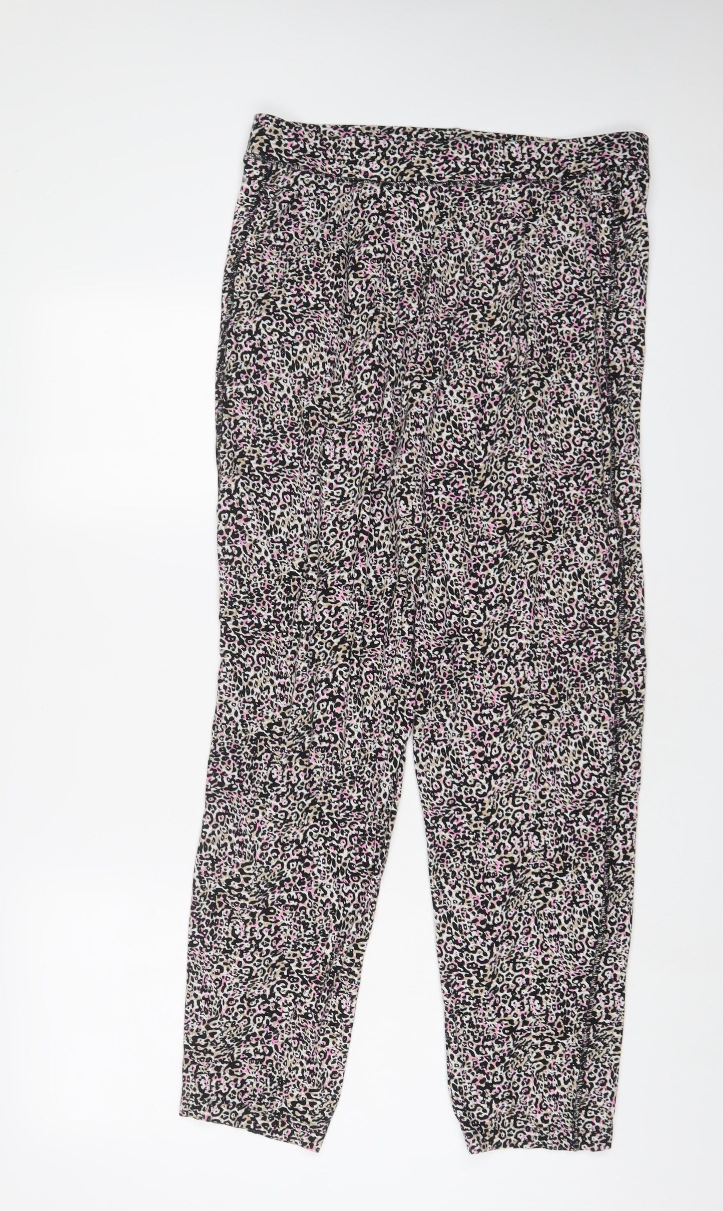 Marks and Spencer Womens Multicoloured Animal Print Viscose Trousers Size 14 L32 in Regular