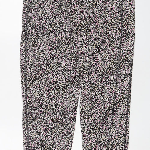 Marks and Spencer Womens Multicoloured Animal Print Viscose Trousers Size 14 L32 in Regular